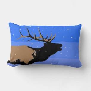 Bugling Elk in Winter - Original Wildlife Art Lumbar Pillow