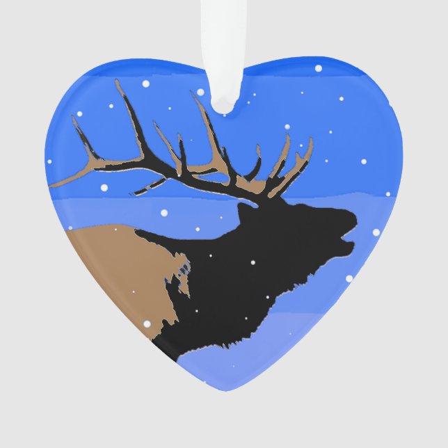 Bugling Elk in Winter  - Original Wildlife Art Ornament (Front)