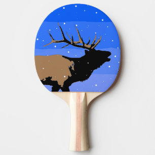 Bugling Elk in Winter  - Original Wildlife Art Ping Pong Paddle