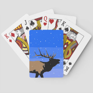 Bugling Elk in Winter  - Original Wildlife Art Playing Cards