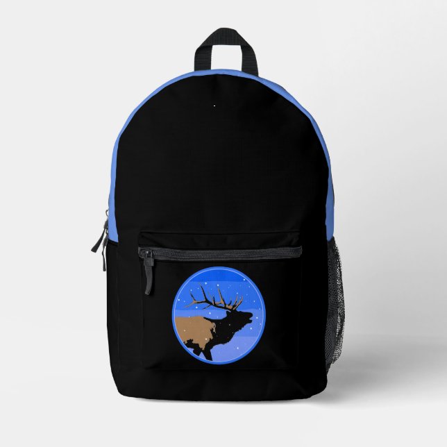 Bugling Elk in Winter  - Original Wildlife Art Printed Backpack (Front)