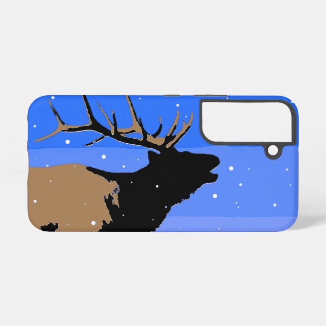 Bugling Elk in Winter  - Original Wildlife Art Samsung Galaxy S22 Case (Back Horizontal)