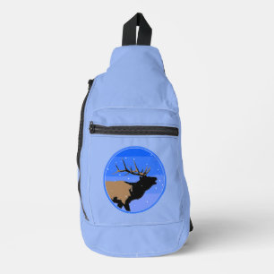 Bugling Elk in Winter - Original Wildlife Art Sling Bag