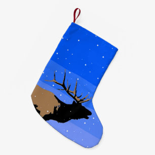 Bugling Elk in Winter  - Original Wildlife Art Small Christmas Stocking
