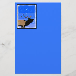 Bugling Elk in Winter  - Original Wildlife Art Stationery