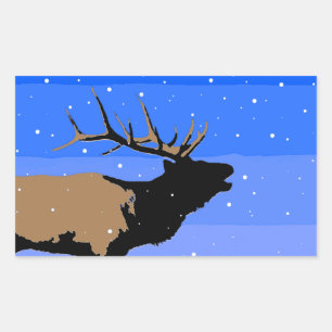 Bugling Elk in Winter  - Original Wildlife Art Sticker