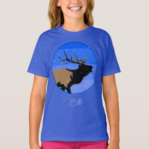 Bugling Elk in Winter  - Original Wildlife Art T-S T-Shirt