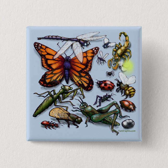 Bugs 2 Inch Square Button (Front)