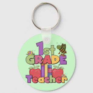 Bugs and Apples 1st Grade Tshirts and Gifts Keychain