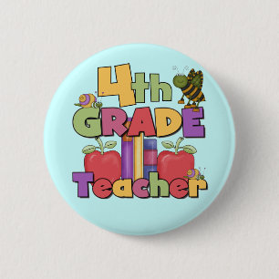 Bugs and Apples 4th Grade Tshirts and Gifts 2 Inch Round Button