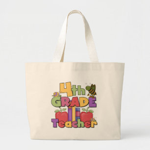 Bugs and Apples 4th Grade Tshirts and Gifts Large Tote Bag