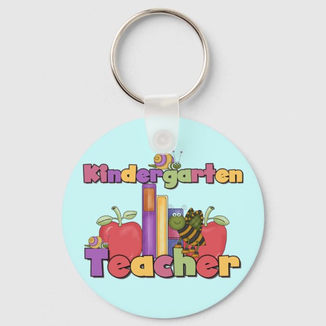 Bugs and Apples Kindergarten Teacher Keychain (Front)