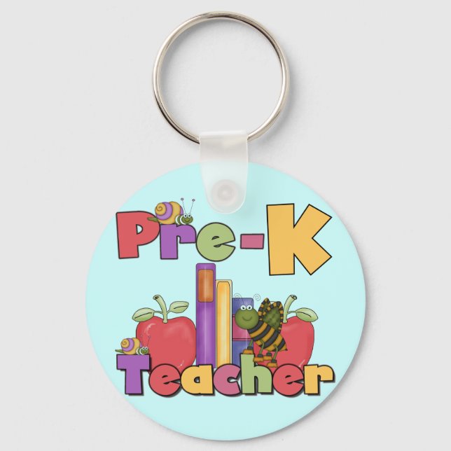 Bugs and Apples Pre-K Teacher Tshirts and Gifts Keychain (Front)