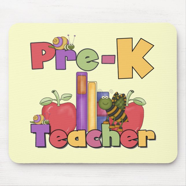 Bugs and Apples Pre-K Teacher Tshirts and Gifts Mouse Pad (Front)