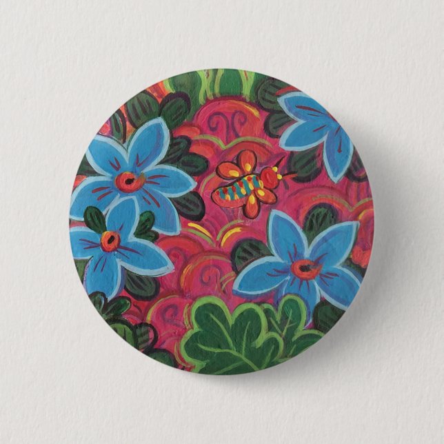 Bugs and Flowers Garden 2 Inch Round Button (Front)