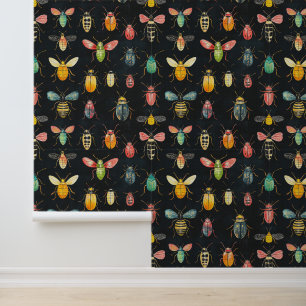 Bugs & Bees Colourful Insect Collection Pattern Wallpaper
