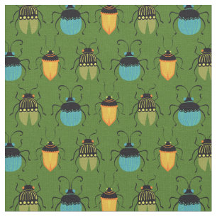 Bugs Beetles Mid Century Mod Cute Fabric