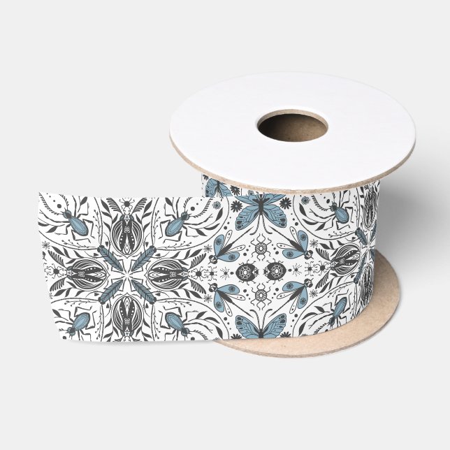Bugs, black and blue satin ribbon (Spool)