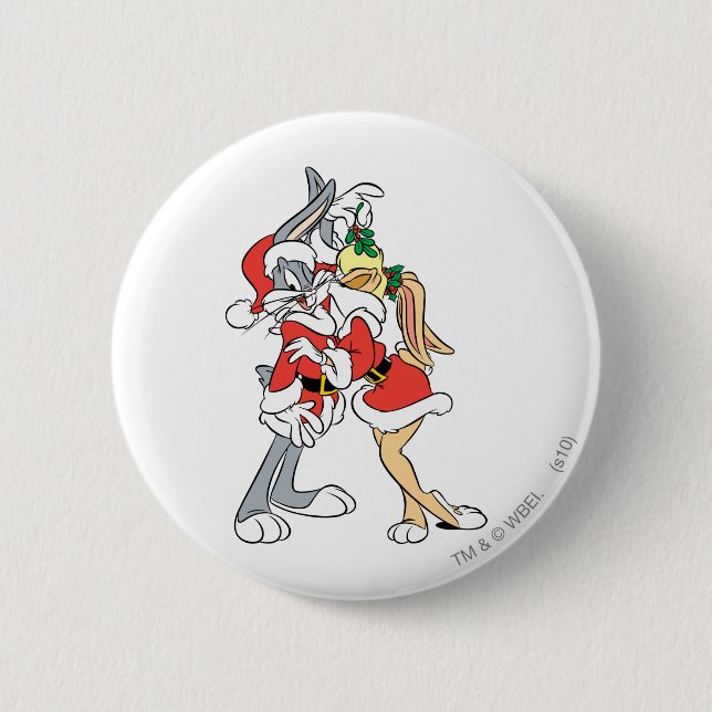BUGS BUNNY™ and Lola Mistletoe Kiss 2 Inch Round Button (Front)