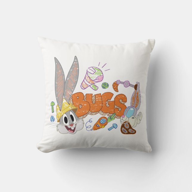 BUGS BUNNY BUILDERS™| BUGS BUNNY™ Sketch Art Throw Pillow (Front)
