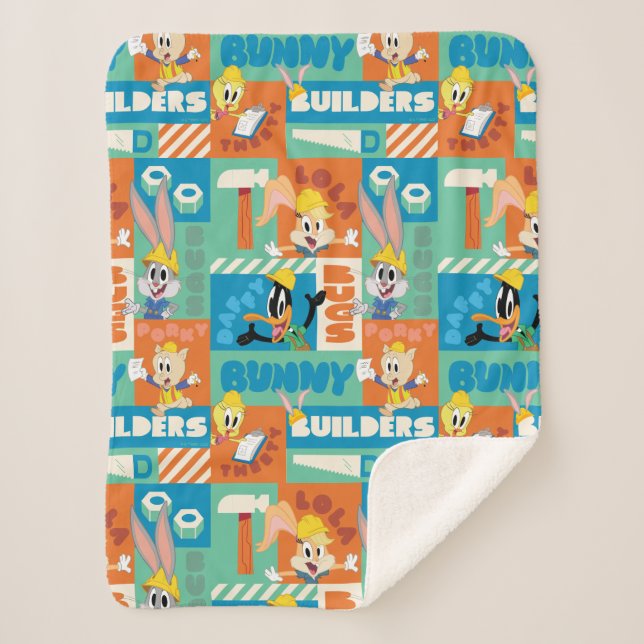 BUGS BUNNY BUILDERS™| Character Grid Pattern Sherpa Blanket (Front)