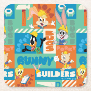 BUGS BUNNY BUILDERS™  Character Grid Pattern Square Paper Coaster