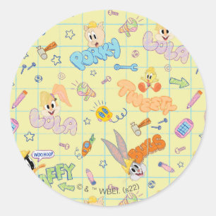 BUGS BUNNY BUILDERS™  Character Sketch Pattern Classic Round Sticker