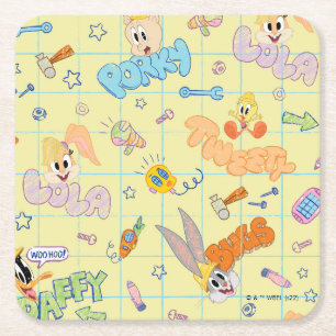BUGS BUNNY BUILDERS™ Character Sketch Pattern Square Paper Coaster