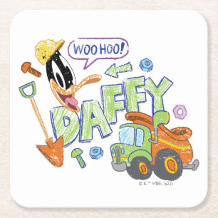 BUGS BUNNY BUILDERS™ DAFFY DUCK™ Sketch Art Square Paper Coaster
