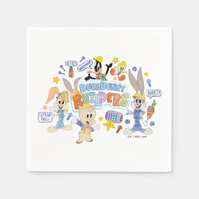 BUGS BUNNY BUILDERS™| Group Sketch Art Napkin (Front)