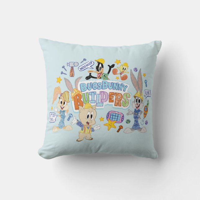 BUGS BUNNY BUILDERS™| Group Sketch Art Throw Pillow (Front)