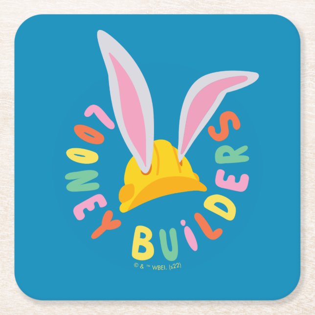 BUGS BUNNY BUILDERS™| Hard Hat Circle Logo Square Paper Coaster (Front)