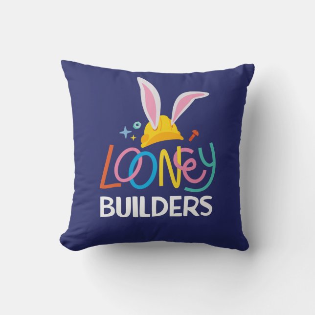 BUGS BUNNY BUILDERS™| Hard Hat Stacked Logo Throw Pillow (Front)