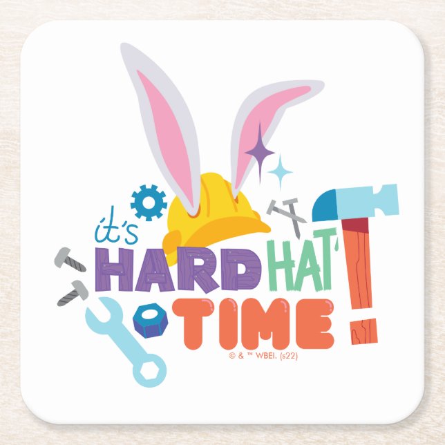 BUGS BUNNY BUILDERS™| It's Hard Hat Time Square Paper Coaster (Front)