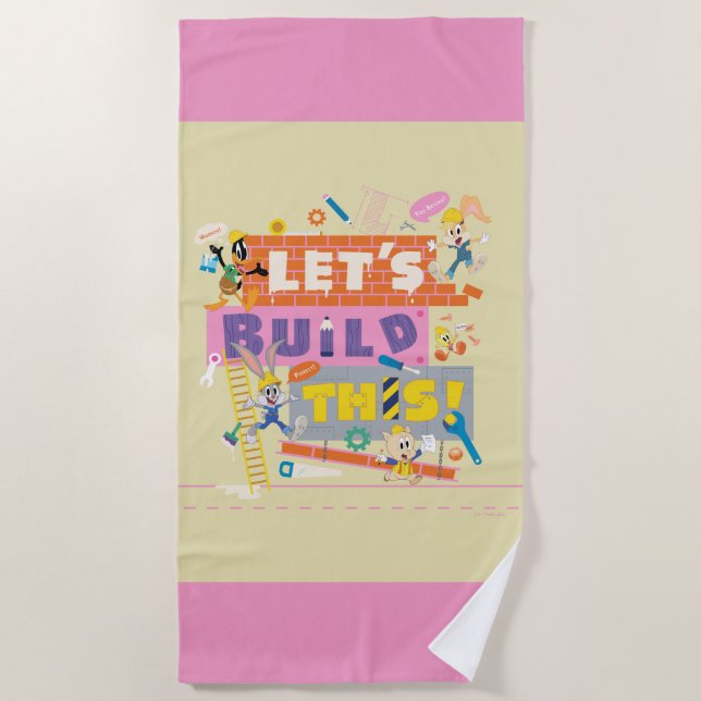 BUGS BUNNY BUILDERS™| "Let's Build This" Work Site Beach Towel (Front)