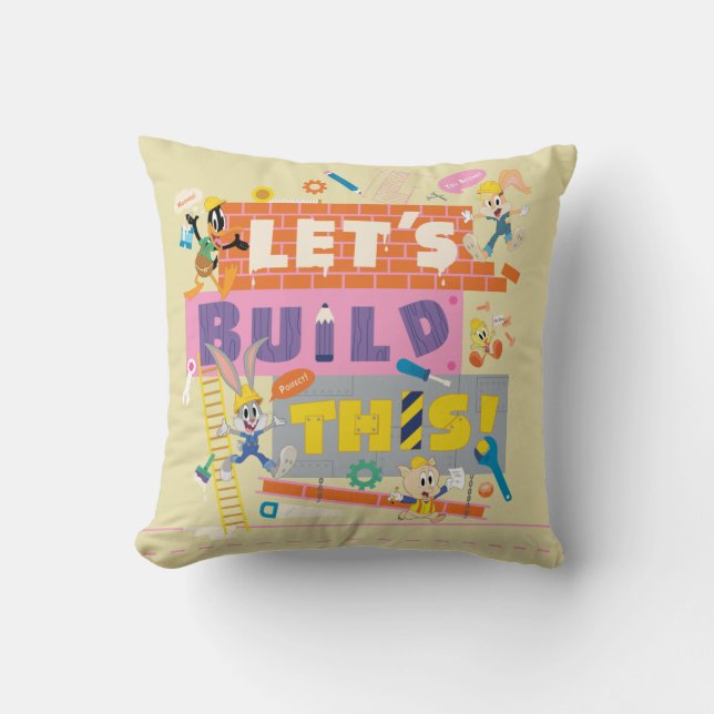 BUGS BUNNY BUILDERS™| "Let's Build This" Work Site Throw Pillow (Front)