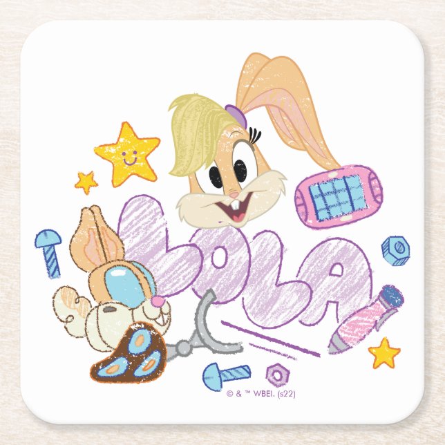 BUGS BUNNY BUILDERS™| Lola Sketch Art Square Paper Coaster (Front)
