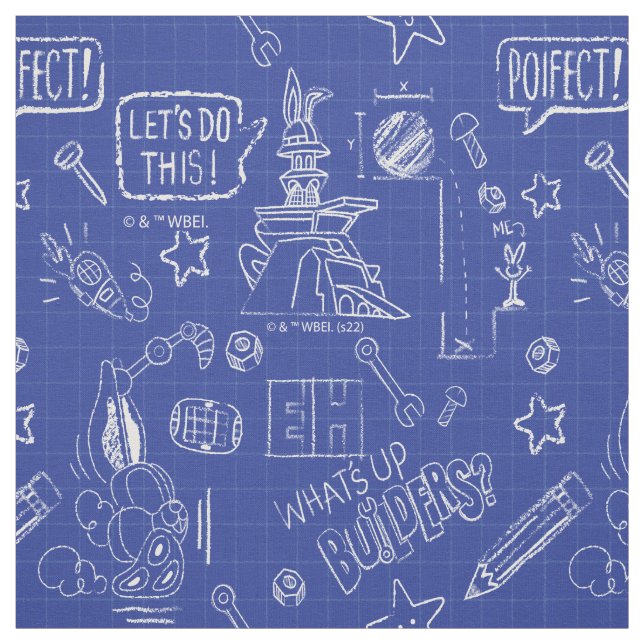 BUGS BUNNY BUILDERS™| Sketch Blueprint Pattern Fabric (Swatch)