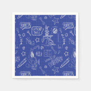 BUGS BUNNY BUILDERS™ Sketch Blueprint Pattern Napkin