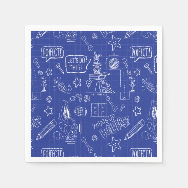 BUGS BUNNY BUILDERS™| Sketch Blueprint Pattern Napkin (Front)