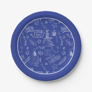 BUGS BUNNY BUILDERS™  Sketch Blueprint Pattern Paper Plate