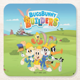 BUGS BUNNY BUILDERS™  The Looney Builders Group Square Paper Coaster