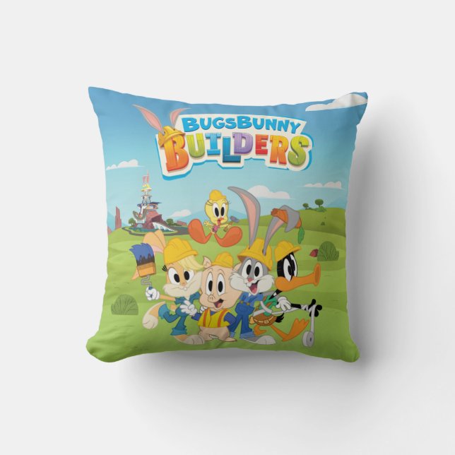 BUGS BUNNY BUILDERS™| The Looney Builders Group Throw Pillow (Front)