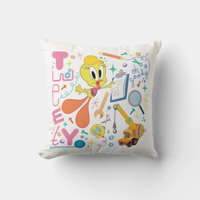 BUGS BUNNY BUILDERS™| TWEETY™ Work Tools Throw Pillow (Front)