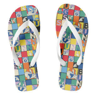 BUGS BUNNY™ Colorful Name and Face Checker Flip Flops