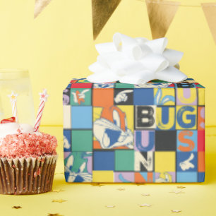 BUGS BUNNY™ Colorful Name and Face Checker Wrapping Paper