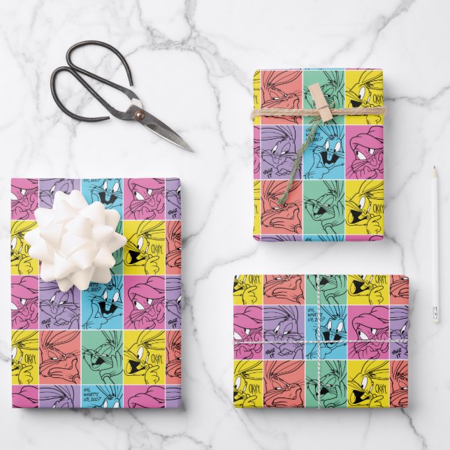 BUGS BUNNY™ Colour Block Expressions Wrapping Paper Sheet (Front)