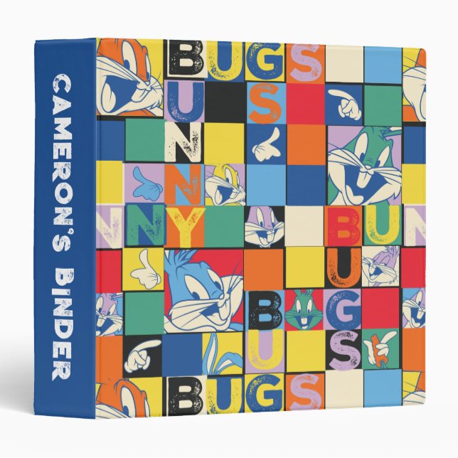 BUGS BUNNY™ Colourful Name and Face Chequered Binder (Front/Spine)
