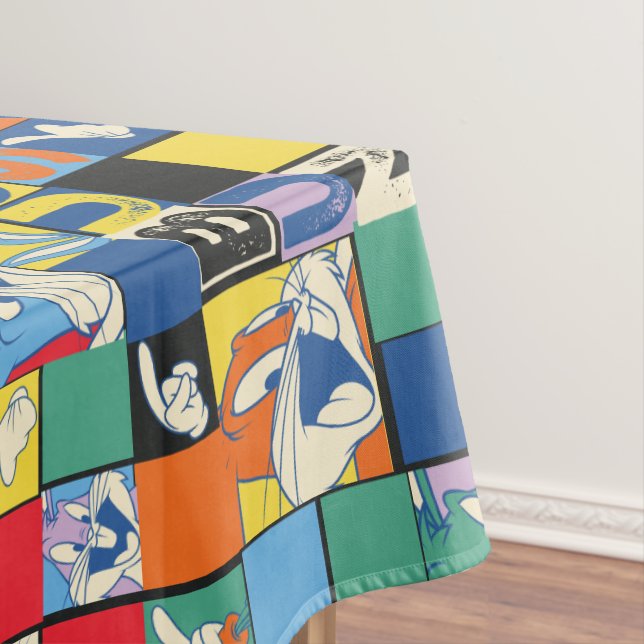 BUGS BUNNY™ Colourful Name and Face Chequered Tablecloth (In Situ)