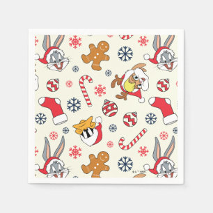 BUGS BUNNY™, DAFFY DUCK™ & Lola Christmas Pattern Napkin